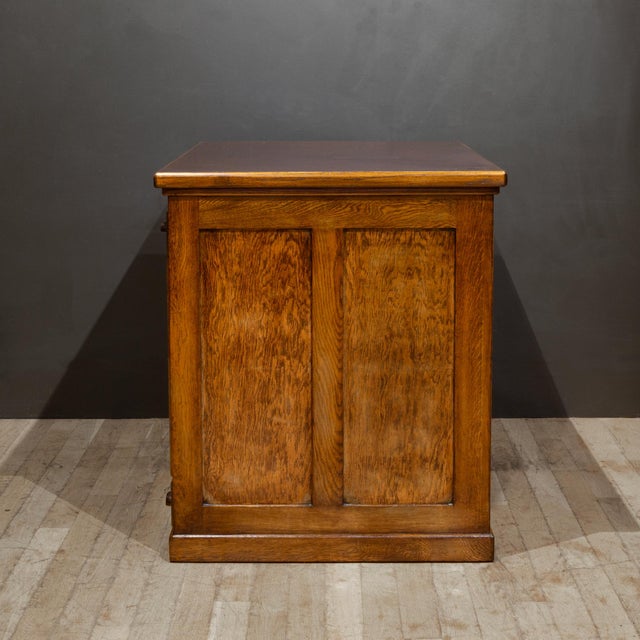 Antique Industrial Oak Architect's Desk With Integrated Swing-Out Stool c.1920 For Sale - Image 16 of 17