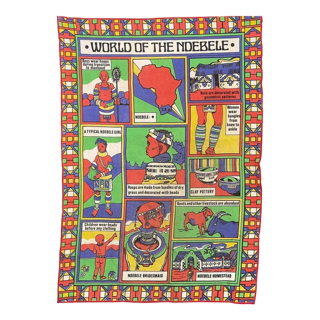 Vintage 1970s World of the Ndebele Wall Hanging African Multicolor Decorative Textile For Sale