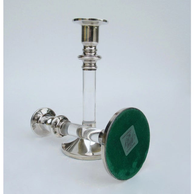 Vintage Karl Springer-Style, Exclusively for Lord & Taylor Silver Plate & Lucite Candle Holders -A Pair For Sale - Image 11 of 13