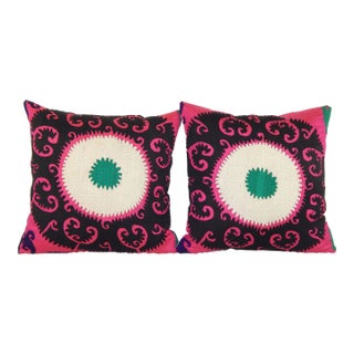 Suzani Square Pillow Cases Fashioned From a Vintage Suzani For Sale