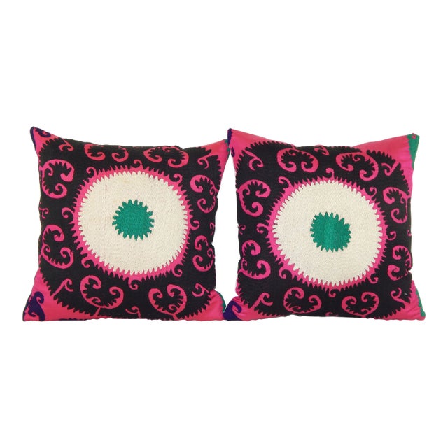 Suzani Square Pillow Cases Fashioned From a Vintage Suzani For Sale