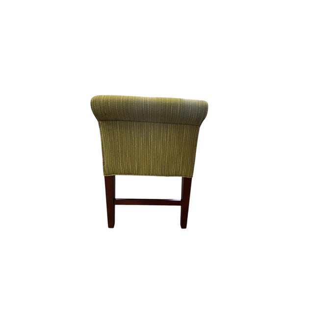 1970s Vintage Green Upholstered Window Bench With Rolled Arms & Wood Legs For Sale - Image 4 of 4