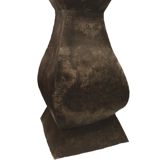 Metal Large Moroccan Vase in Hammered Metal For Sale - Image 7 of 8