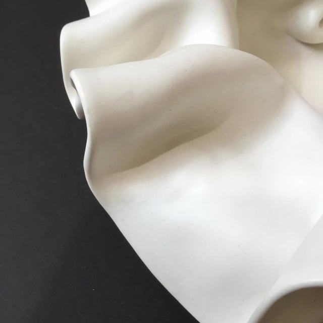 White Bonnet Ruffled Organic Asymmetrical Handkerchief Bowl For Sale - Image 9 of 15