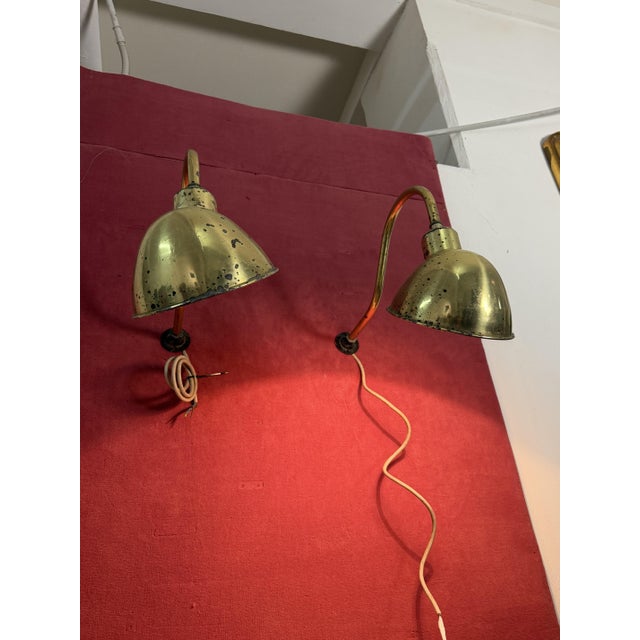 Large Industrial Wall Lamps with Adjustable Parabola Arm in Brass, 1950s, Set of 2 For Sale - Image 13 of 18