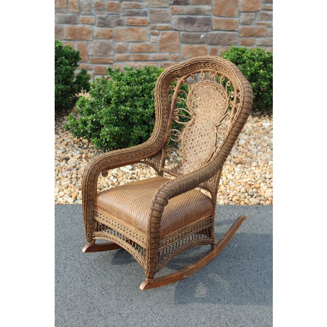 Antique Heywood Brothers & Company Wicker Rocking Chair For Sale - Image 16 of 18
