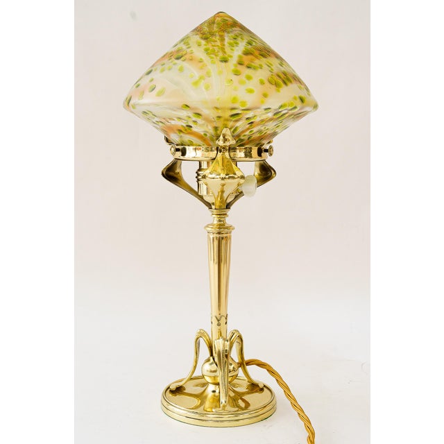 Antique Table Lamp with Loetz Glass Shade, 1908 For Sale - Image 17 of 17