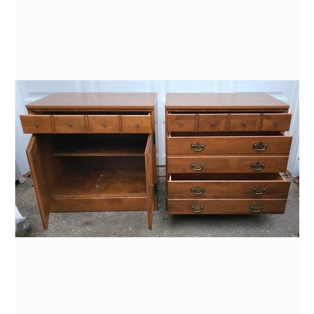 Ethan Allen Pair Ethan Allen Chest of Drawers and Cabinet With Optional Hutch For Sale - Image 4 of 12