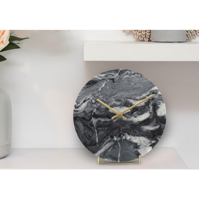 Piero Black Marble Clock For Sale - Image 9 of 11