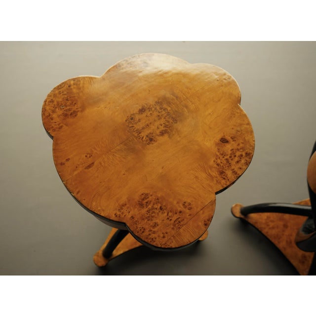 Italian Burl and Birch Wood Side Tables, 1950s, Set of 2 For Sale - Image 9 of 18