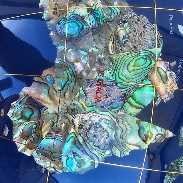 Vintage Gemstone Globe Lapis Lazuli and Semi Precious Stones Worldglobe on Stand For Sale - Image 10 of 17