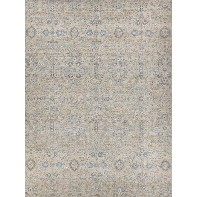 Textile Exquisite Rugs Harper Hand-Knotted New Zealand Wool Beige/Light Blue Rug-9'X12' For Sale - Image 7 of 7