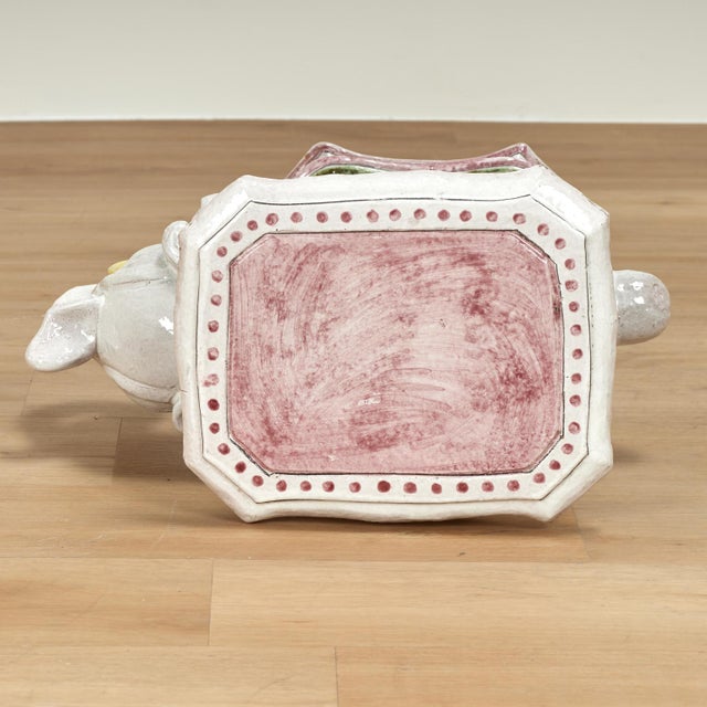 Vintage Italian Glazed Terra Cotta Elephant Stand For Sale - Image 11 of 12