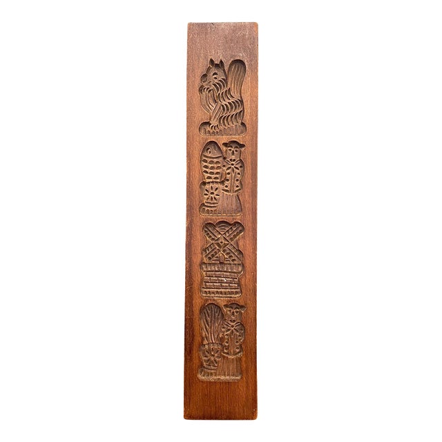 Vintage Wooden Dutch Folk Style Cookie Mold Decorative Primitive Decor. For Sale