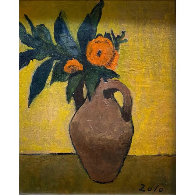 Helène Zolo Lévy, Marigold Flowers, Oil on Canvas For Sale - Image 9 of 9