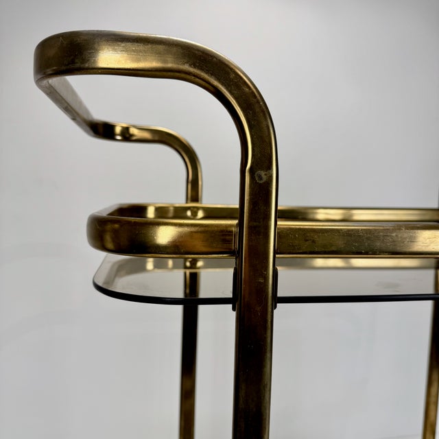 Brown Vintage Brass and Smoked Glass Trolley, 1980s For Sale - Image 8 of 10