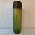 Antique Bohemian Green Iridescent Rippled Art Glass Vase with a Metal Collar in a grape leaf motif. The intricate design...