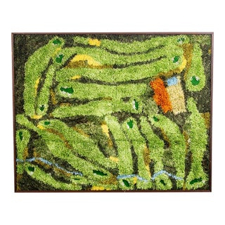 Mid Century Modern Tapestry Wall Hanging Rug Abstract Golf Course Links Shag 5x4 For Sale
