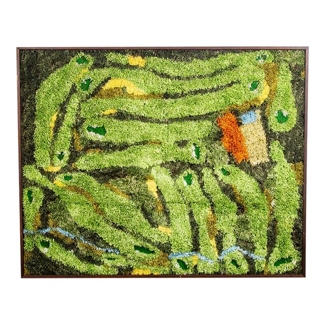 Mid Century Modern Tapestry Wall Hanging Rug Abstract Golf Course Links Shag 5x4 For Sale
