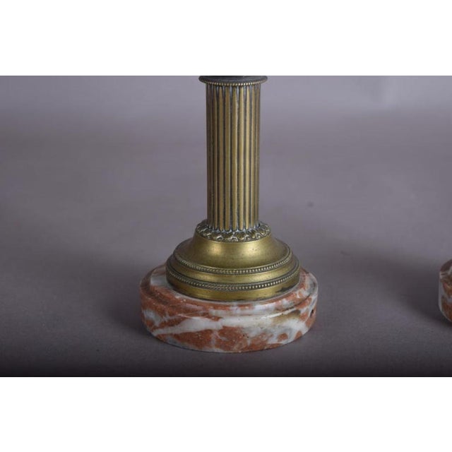 French Neoclassical Brass and Marble Table Lamps, 1920s, Set of 2 For Sale - Image 9 of 10
