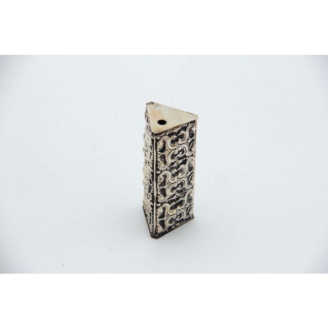 Silver Toothpick Holder in the Shape of Triangular Prism For Sale - Image 4 of 4