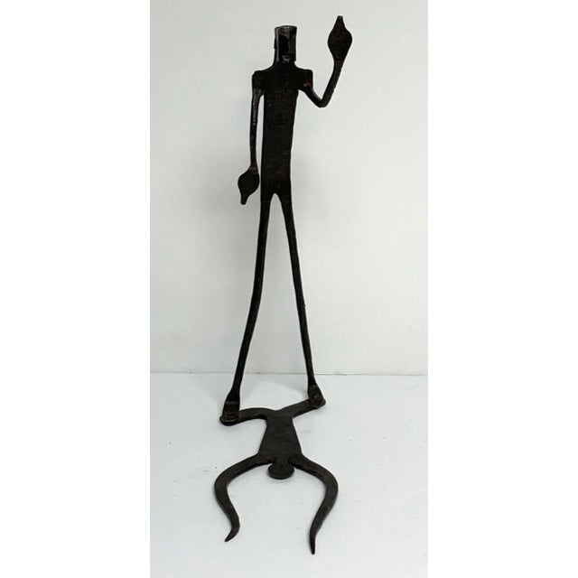 Metal Late 20th Century Wrought Iron Walking Man and Shadow Bookends - a Pair For Sale - Image 7 of 13