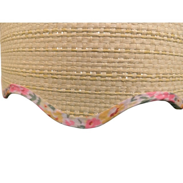 Matilda Goad Scalloped Raffia Ditzy Floral Trim Lamp Shades- A Pair For Sale - Image 4 of 9