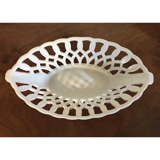 19th Century Antique 19th Century French Empire Porcelain Reticulated Corbeille with Lion Paw Feet For Sale - Image 5 of 12