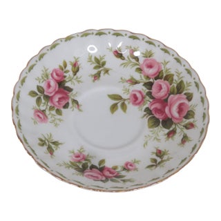 Mid 20th Century Royal Albert Flower of the Month Series Pink June Roses Bone China Saucer For Sale