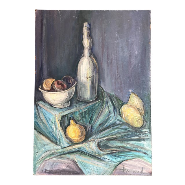 Original Vintage Abstract Expressionist Still Life Painting Signed 1970’s For Sale