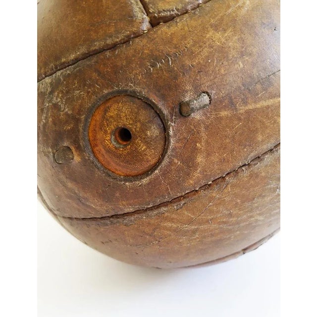 Antique Leather Medicine Ball, 1940s For Sale - Image 4 of 6