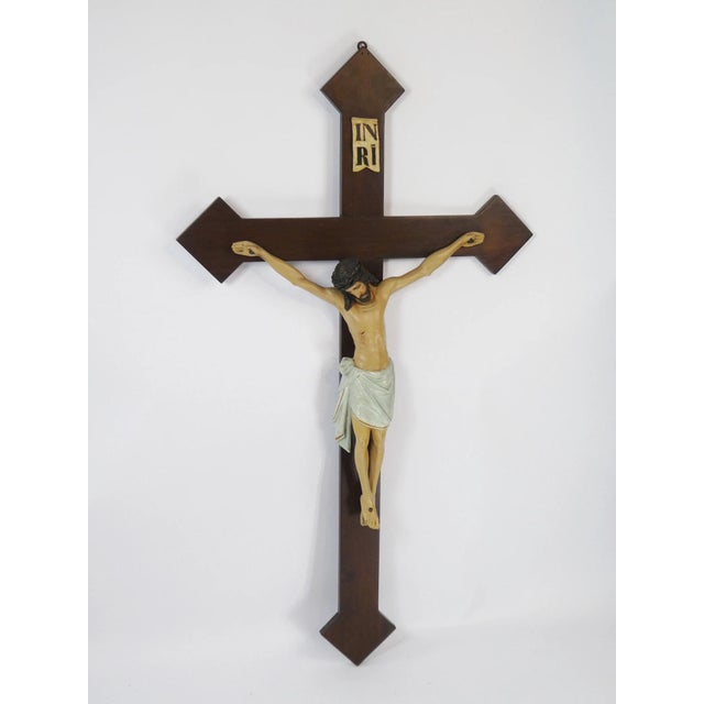 Large Antique Wooden Crucifix For Sale - Image 9 of 10