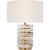 Windsor Smith by Visual Comfort Signature Diski Medium Table Lamp in Alabaster and Hand-Rubbed Antique Brass with Linen Shade For Sale