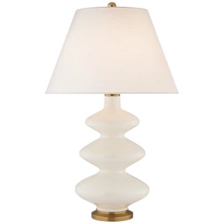 Christopher Spitzmiller by Visual Comfort Signature Smith Medium Table Lamp in Ivory with Linen Shade For Sale