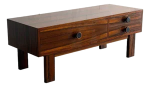 Rosewood Low Chest Entry Bench Drawers Symmetrical Grain Storage Sweden 1960s