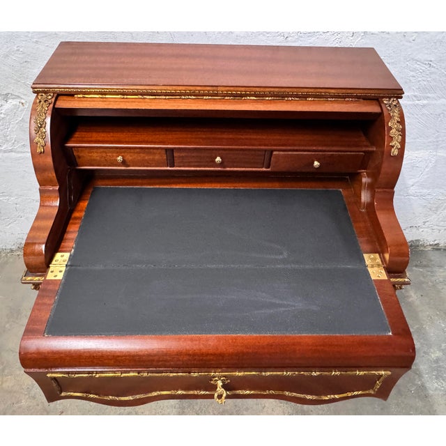Late 20th Century French Louis XV Vernis Martin Style Rolltop Desk For Sale - Image 9 of 17
