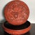 Carved Cinnabar Lacquer Round Lidded Box, Dragon & Cloud Chinoiserie Decorative Box For Sale - Image 9 of 9