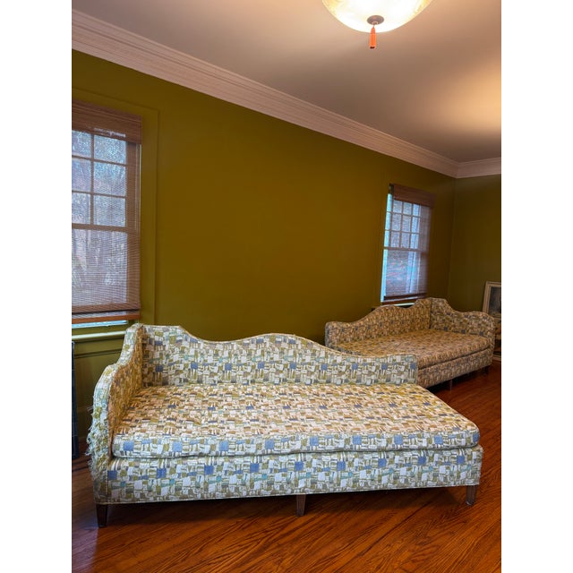 Blue 1960s Pair of Scalloped Mid Century Modern Sofas For Sale - Image 8 of 8