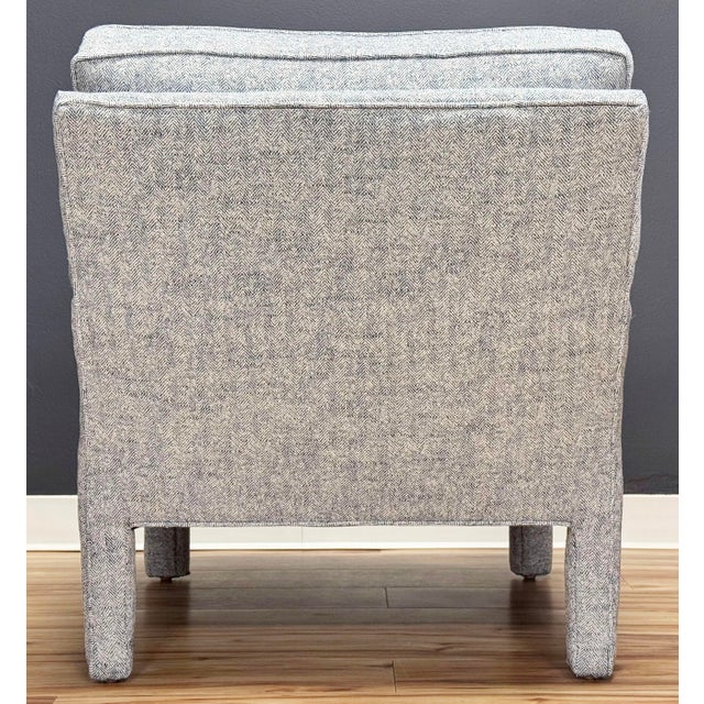 Vintage Newly Upholstered MCM Parsons Chair in Rich Blue Tweed For Sale - Image 9 of 12