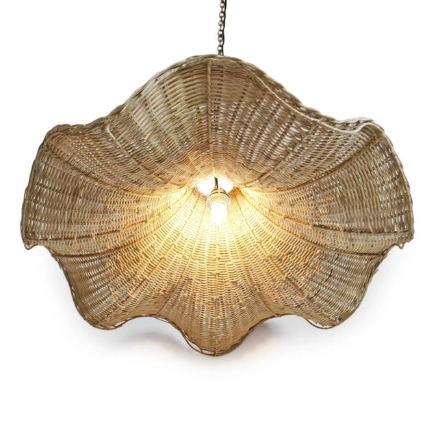 2020s Raw Rattan Skirt Pendant Light For Sale - Image 5 of 10