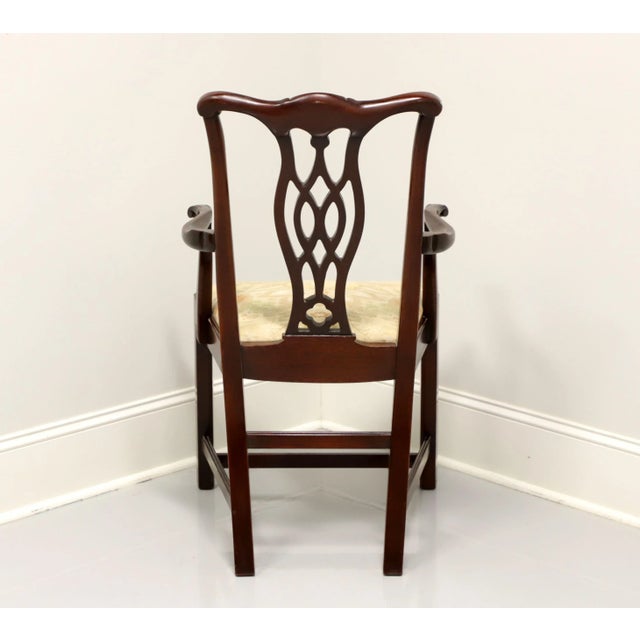 Late 20th Century Solid Mahogany Straight Leg Chippendale Armchair For Sale - Image 4 of 9