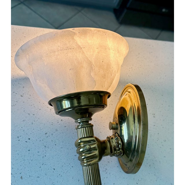 1950s French Devoluy Hand Torch Brass Wall Sconces - a Pair For Sale - Image 15 of 18