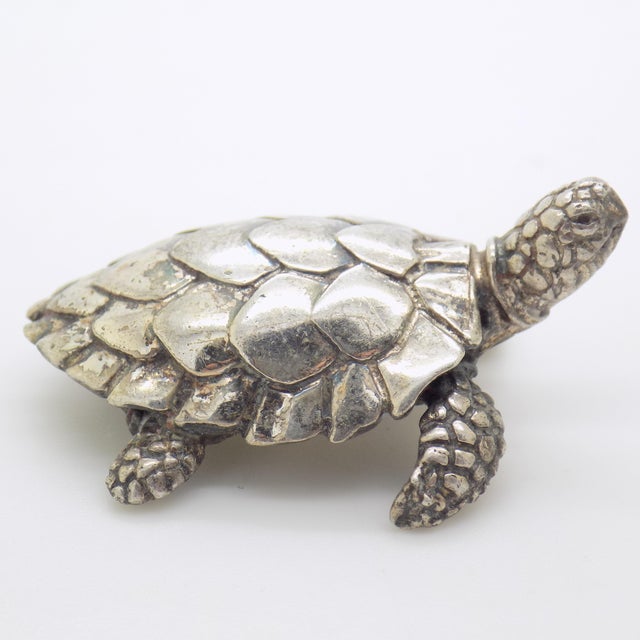 Vintage Italian Handmade Genuine Sterling Silver 925 Loggerhead Sea Turtle Figurine, 1980s For Sale - Image 6 of 13