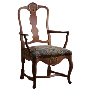 Classic Baroque Style Armchair in Oak, 1930s