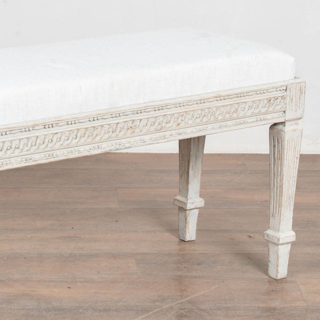 Early 19th Century Swedish Gustavian White Small Bench For Sale - Image 10 of 12