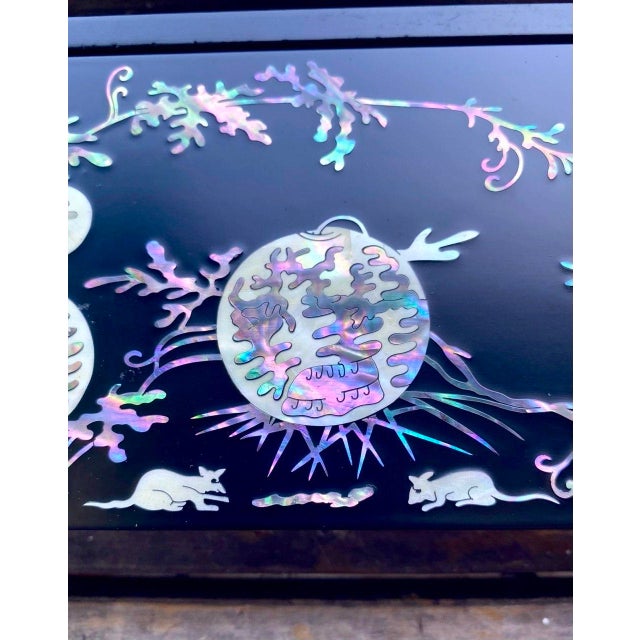 Black Korean Mother-of-Pearl Lacquerware Desk Set in Original Presentation Box, Circa 2000s For Sale - Image 8 of 18
