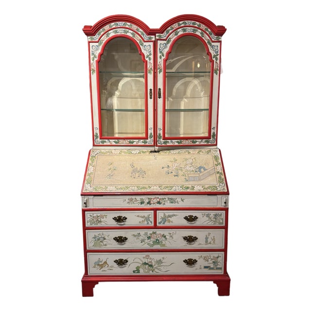 20th Century Vintage Hand Painted Chinoiserie Secretary For Sale