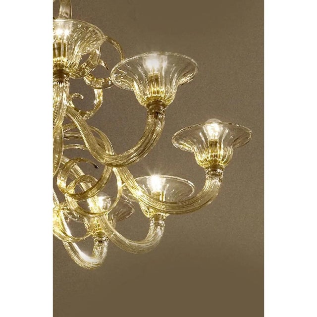Mid-Century Modern Modern Champagne Venetian Curls Murano Glass Chandelier by Simoeng For Sale - Image 3 of 8