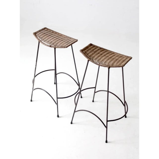 Brown Arthur Umanoff Style Bar Stools Pair For Sale - Image 8 of 11