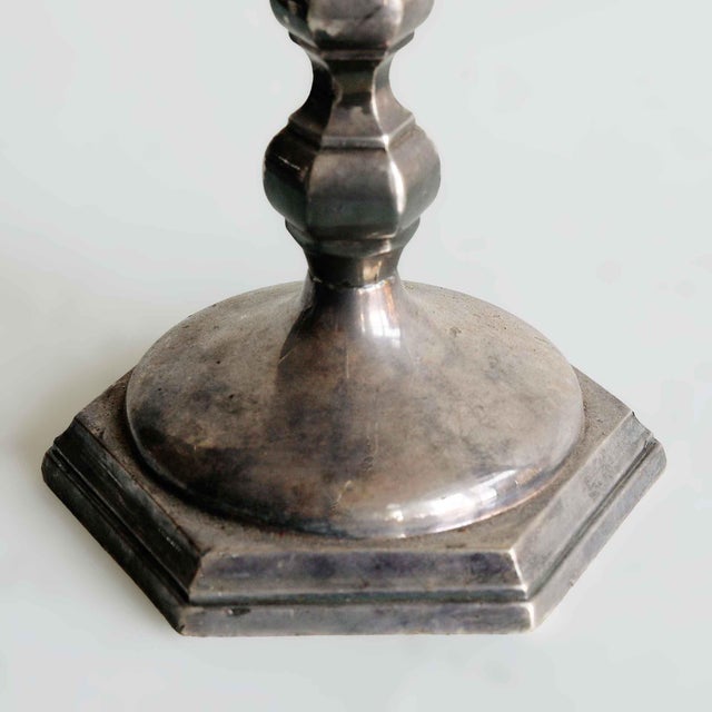 English Mid Century Gorham English Style Candlestick Holders - A Pair For Sale - Image 3 of 7